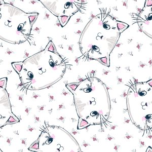 Papier Peint Pour Les Enfants - Chats Et Fleurs – Image 1