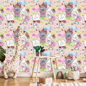 Papier Peint Château De Nuages ​​D'ours En Peluche Pour Enfants De Conte De Fées – Image 5