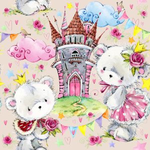Papier Peint Château De Nuages ​​D'ours En Peluche Pour Enfants De Conte De Fées – Image 1