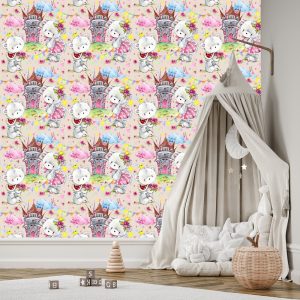 Papier Peint Château De Nuages ​​D'ours En Peluche Pour Enfants De Conte De Fées – Image 3