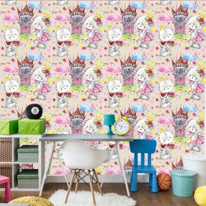 Papier Peint Château De Nuages ​​D'ours En Peluche Pour Enfants De Conte De Fées – Image 4