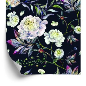 Papier Peint Fleurs Pivoines Feuilles Style Vintage – Image 2