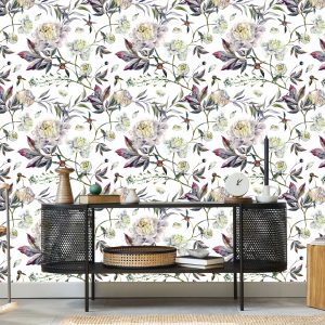 Papier Peint Belles Feuilles De Pivoines Vintage – Image 5