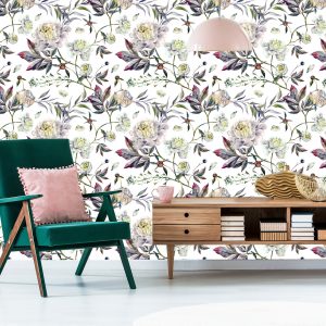 Papier Peint Belles Feuilles De Pivoines Vintage – Image 6
