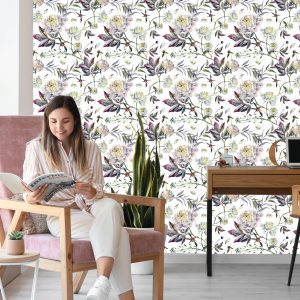 Papier Peint Belles Feuilles De Pivoines Vintage – Image 7