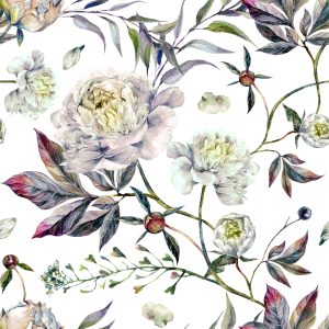 Papier Peint Belles Feuilles De Pivoines Vintage – Image 1