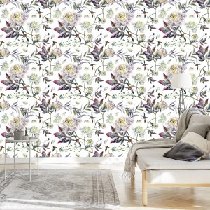 Papier Peint Belles Feuilles De Pivoines Vintage – Image 3