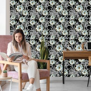 Papier Peint Effet Optique Des Fleurs 3D Pour La Chambre – Image 7