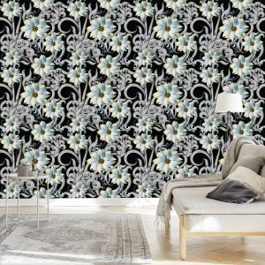 Papier Peint Effet Optique Des Fleurs 3D Pour La Chambre – Image 3