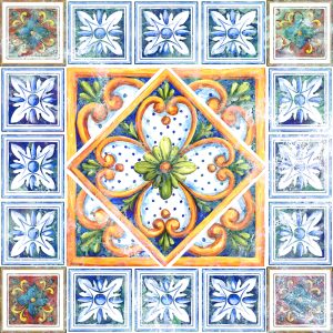 Papier Peint Pour La Salle À Manger Imitation De Carreaux Mosaïque Baroque – Image 1