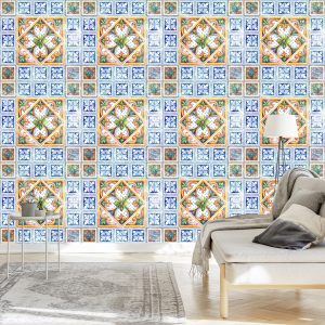 Papier Peint Pour La Salle À Manger Imitation De Carreaux Mosaïque Baroque – Image 3