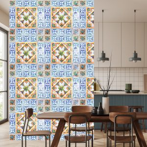 Papier Peint Pour La Salle À Manger Imitation De Carreaux Mosaïque Baroque – Image 4