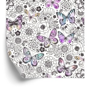 Papier Peint Pour La Chambre De Bébé Papillons, Fleurs, Feuilles – Image 2