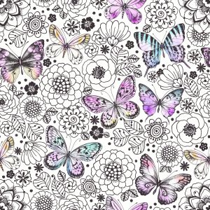 Papier Peint Pour La Chambre De Bébé Papillons, Fleurs, Feuilles – Image 1
