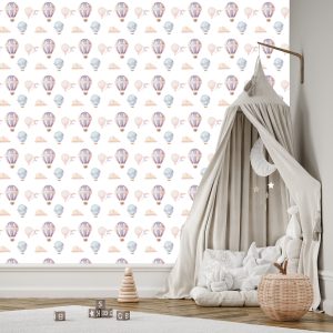 Papier Peint Pour La Chambre De Bébé Ballons Nuage Pastel – Image 3