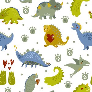 Papier Peint Points De Coeur De Dinosaures – Image 1