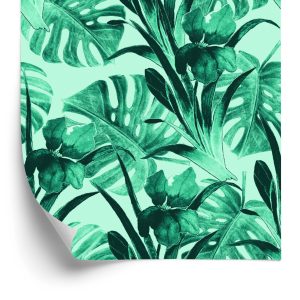 Papier Peint Feuilles D'aquarelle Exotiques – Image 2