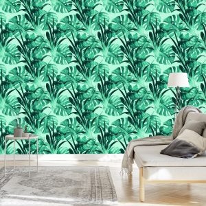 Papier Peint Feuilles D'aquarelle Exotiques – Image 3
