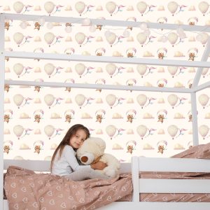 Papier Peint Ballons Dans Les Nuages ​​Ours En Peluche Chambre D'enfant – Image 7