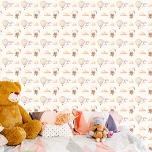 Papier Peint Ballons Dans Les Nuages ​​Ours En Peluche Chambre D'enfant – Image 6