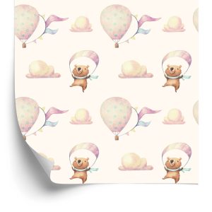 Papier Peint Ballons Dans Les Nuages ​​Ours En Peluche Chambre D'enfant – Image 2
