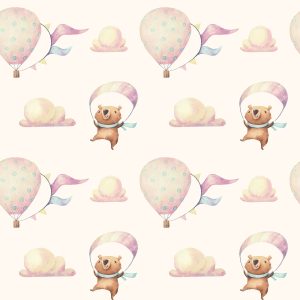 Papier Peint Ballons Dans Les Nuages ​​Ours En Peluche Chambre D'enfant – Image 1