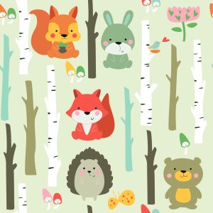 Papier Peint Pour Les Enfants - Animaux De La Forêt Mignons – Image 1