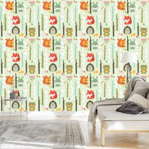 Papier Peint Pour Les Enfants - Animaux De La Forêt Mignons – Image 3
