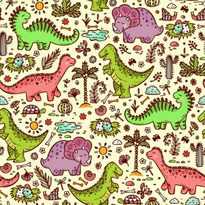 Papier Peint Pour Les Enfants Dinosaures Fleurs Cactus – Image 1