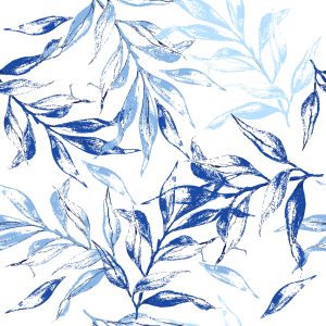 Papier Peint Pour Le Salon, Décor Délicat De Feuilles Bleues – Image 1