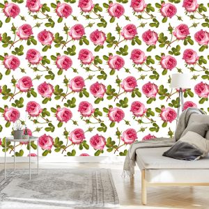 Papier Peint Roses Avec Des Feuilles – Image 3
