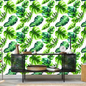 Papier Peint Feuilles Tropicales Dans Les Tons Verts – Image 5