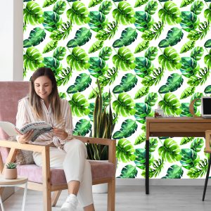 Papier Peint Feuilles Tropicales Dans Les Tons Verts – Image 7