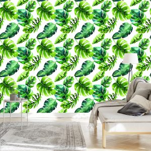 Papier Peint Feuilles Tropicales Dans Les Tons Verts – Image 3