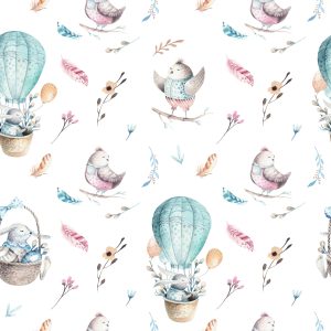 Papier Peint Ballons Et Oiseaux Dans Le Ciel – Image 1