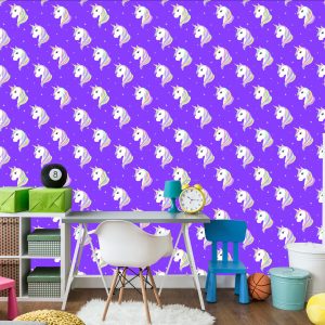Papier Peint Pour Les Enfants - Licornes Sur Fond D'étoiles – Image 4