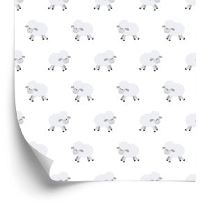 Papier Peint Moutons Sur Fond Clair – Image 2