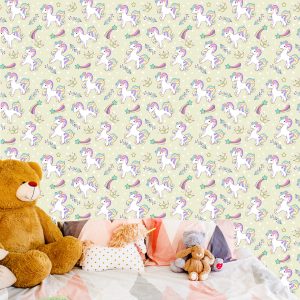 Papier Peint Pour Les Enfants - Licornes Sur Fond D'étoiles Filantes – Image 6