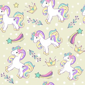 Papier Peint Pour Les Enfants - Licornes Sur Fond D'étoiles Filantes – Image 1