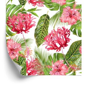 Papier Peint Fleurs Roses Parmi Les Feuilles – Image 2