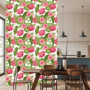 Papier Peint Fleurs Roses Parmi Les Feuilles – Image 4