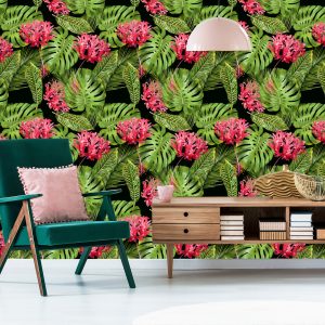 Papier Peint Fleurs Tropicales Dans Les Feuilles – Image 6