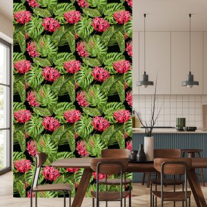 Papier Peint Fleurs Tropicales Dans Les Feuilles – Image 4