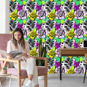 Papier Peint Chats, Oiseaux Et Roses – Image 7