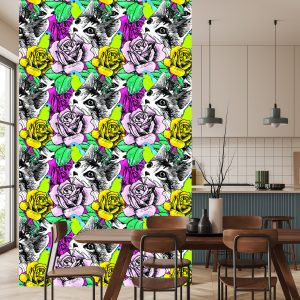 Papier Peint Chats, Oiseaux Et Roses – Image 4