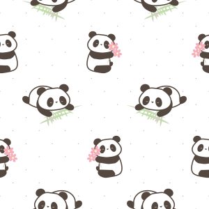 Papier Peint Pandas Avec Des Fleurs – Image 1
