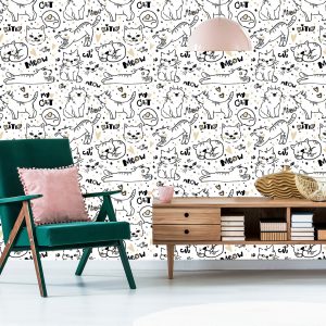 Papier Peint Pour Les Enfants - Chatons, Souris Et Poissons – Image 6