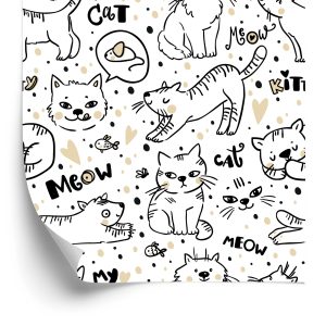 Papier Peint Pour Les Enfants - Chatons, Souris Et Poissons – Image 2