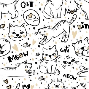 Papier Peint Pour Les Enfants - Chatons, Souris Et Poissons – Image 1