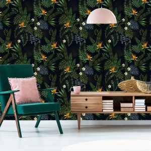 Papier Peint Feuilles Et Fleurs Tropicales – Image 6